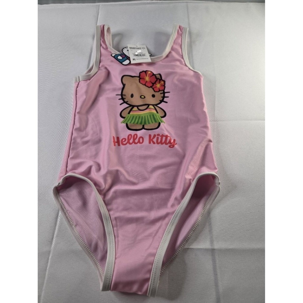 Hello Kitty Girls One Piece Swimsuit Pink Sanrio NWT Size 6/6x